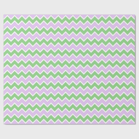 Wit, Lila en Groen Chevron Verpakkingsdocument Cadeaupapier (Vlak)