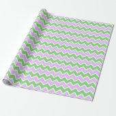 Wit, Lila en Groen Chevron Verpakkingsdocument Cadeaupapier (Uitgerold)