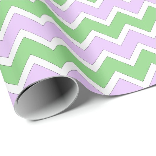 Wit, Lila en Groen Chevron Verpakkingsdocument Cadeaupapier (Rol Hoek)