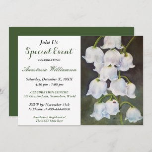 WIT LILY OF THE VALLEY ARTITY EFENT INVITE KAART