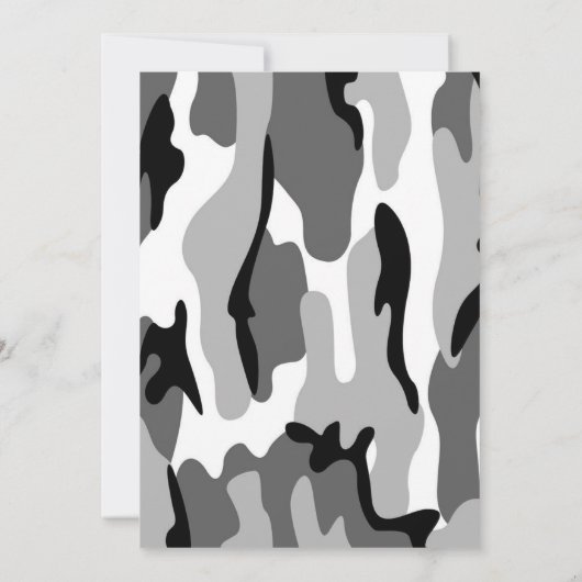 Wit lint en grijs camo Afstuderen uitnodiging (Achterkant)