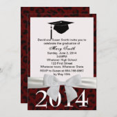 Wit lint en rood luipaard Afstuderen uitnodiging (Voorkant / Achterkant)