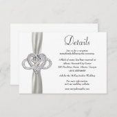 Wit Lint Infinity Hart Bruiloft Details Informatiekaartje (Voorkant / Achterkant)