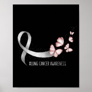 Wit Lint Longkanker Bewustzijn Vlinder Poster