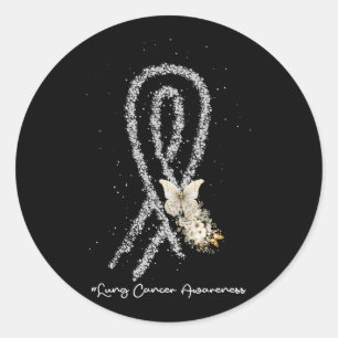  wit lint ondersteuning Lung Cancer Awareness Ronde Sticker