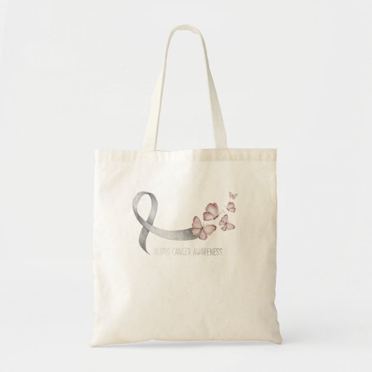 wit lint ondersteuning Lung Cancer Awareness Tote Bag (Voorkant)