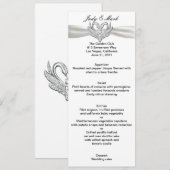 Wit Lint Zilveren Zwanen Menu Kaart (Voorkant / Achterkant)