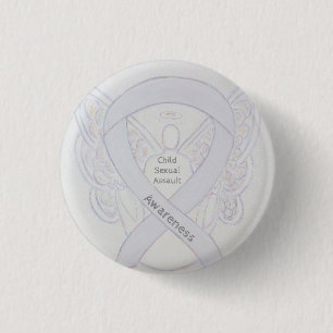 Wit lintje voor kinderen met seksueel misbruik ronde button 3,2 cm