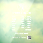 Wit logo en QR-code voor openingsuren van bedrijve Raamsticker (Vel 3)