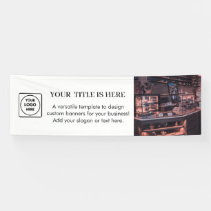 Wit Logo Minimalistische Moderne Foto Branding Spandoek