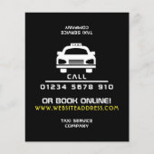 Wit logo van een taxi met prijzenlijst flyer (Voorkant)