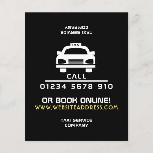 Wit logo van taxicab met prijstlijst flyer (Voorkant)