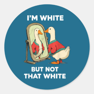 Wit maar niet zo'n witte grappige eend spiegel mem ronde sticker