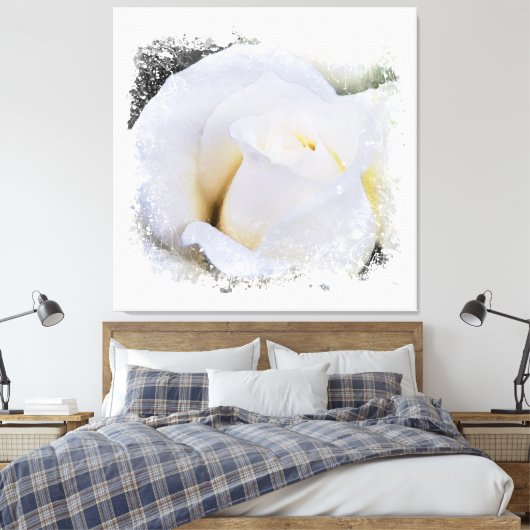 *~* Wit Macro Roos Floral AR8 Canvas Afdruk (Insitu (Slaapkamer))