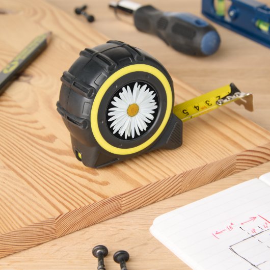 wit madeliefje bloemen rolmaat (Houtwerk)