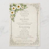 wit madeliefje bloemenromantische rustieke bruilo programma (Voorkant)