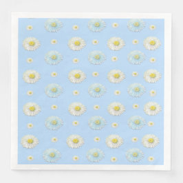 Wit Madeliefje Patroon op Lichtblauwe Achtergrond Servet