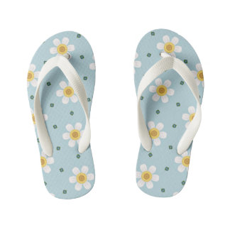 Wit madeliefjes bloempatroon kinder teenslippers