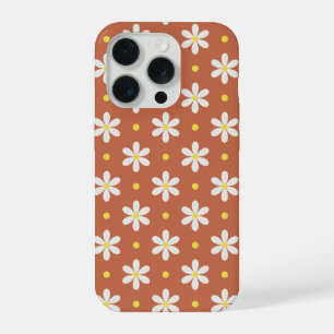 Wit Madeliefjespatroon Aangepaste Achtergrond iPhone 15 Pro Hoesje