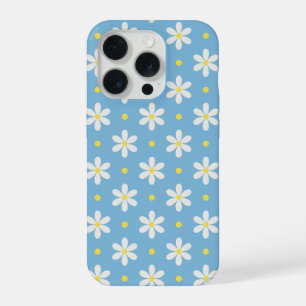 Wit Madeliefjespatroon Aangepaste Achtergrond iPhone 15 Pro Hoesje