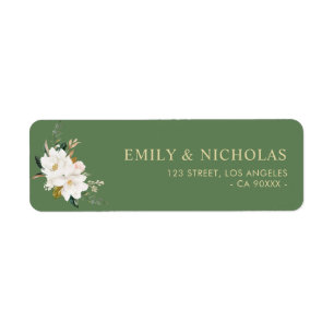 wit magnolia floral green address label