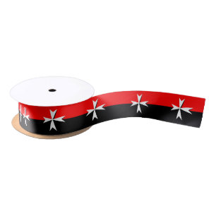 Wit Maltees Kruislint, Ridders Zwart / Rood Lint