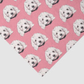 Wit Maltees Pooch Girly Pink Tissue Paper Tissuepapier (Detail)