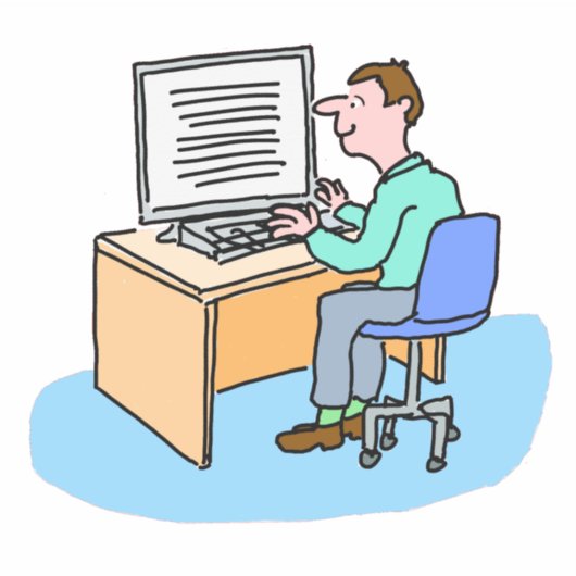 Wit man dat bij een computer werkt sticker (Voorkant)