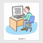 Wit man dat bij een computer werkt sticker (Vel)