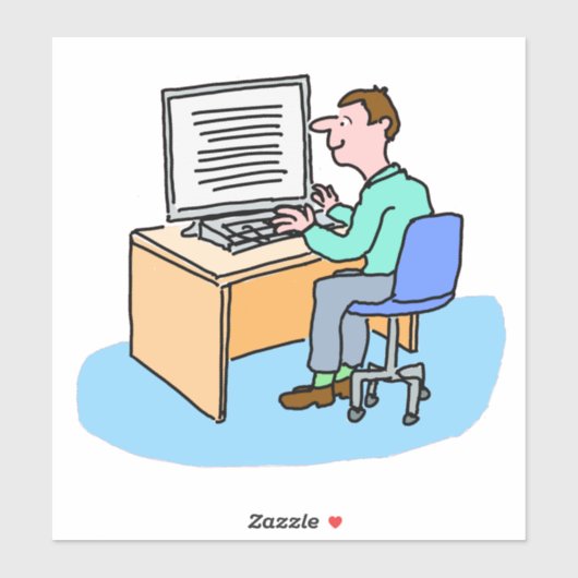 Wit man dat bij een computer werkt sticker (Vel)