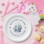 Wit & marineblauw  nautische boot papieren bordje (Feest)