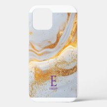 Wit marmer chic goud glinsterend monogram