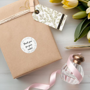 Wit marmer dank u ronde sticker