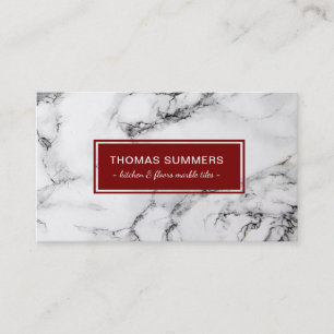 Wit marmer donkerrood accent visitekaartje