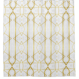 Wit Marmer en Goud Geometrisch patroon Douchegordijn
