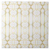 Wit Marmer en Goud Geometrisch patroon Tegeltje (Voorkant)