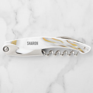 Wit marmer en goud kurkentrekker