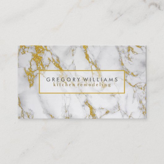 Wit marmer en gouden accenten visitekaartje (Voorkant)