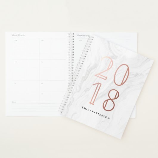 Wit marmer en Roos goud | Gepersonaliseerde planne Planner (Display)