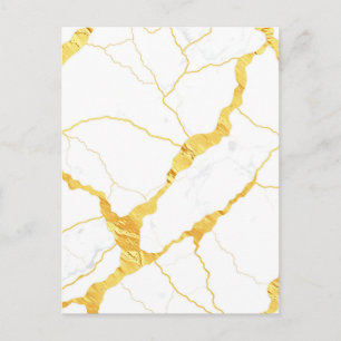 Wit Marmer Goud Aderen Patroon Briefkaart