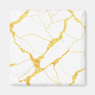 Wit Marmer Goud Aderen Patroon Magneet