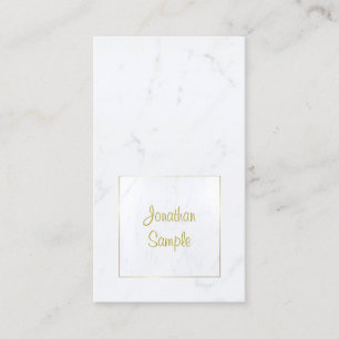 Wit Marmer Goud Elegant Script Plain Luxe Visitekaartje