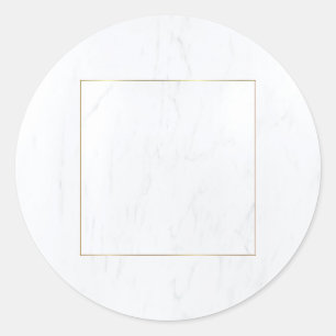 Wit Marmer Gouden Frame Modern Elegant Eenvoudig Ronde Sticker