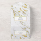 Wit Marmer Gouden Glitter Bruiloft Uitnodiging (Buitenkant)