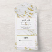 Wit Marmer Gouden Glitter Bruiloft Uitnodiging (Binnen)