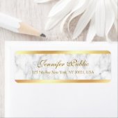 Wit Marmer Gouden Handgeschreven Script Tekst Eleg Etiket (Insitu)