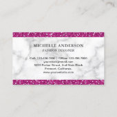 Wit Marmer Hot Pink Glitter Hoge Hakken Visitekaartje (Achterkant)