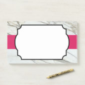Wit marmer luxe roze lijst post-it® notes (Op bureau)