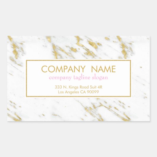 Wit marmer met glitter rechthoekige sticker (Voorkant)