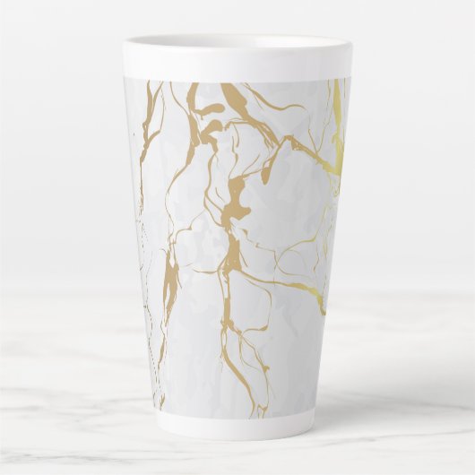 Wit marmer met goud latte mok (Voorkant)